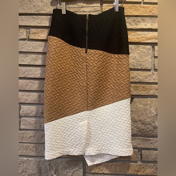 Anthropologie HD in Paris Color Block Pencil Skirt Neutrals Textured SZ 6 preppy - Picture 7 of 12